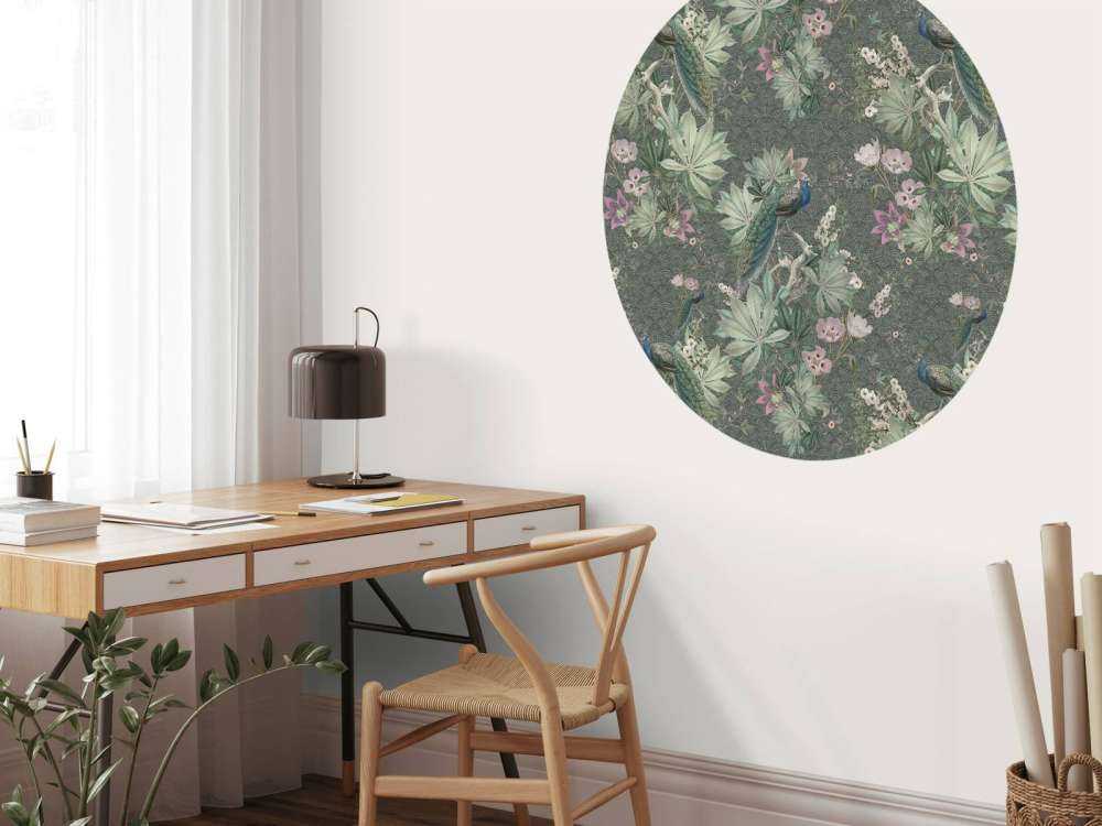 Vintage garden pauwen - donker groen