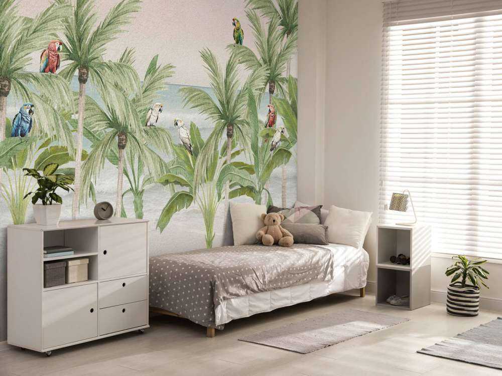 Papegaaien op het strand in kleur