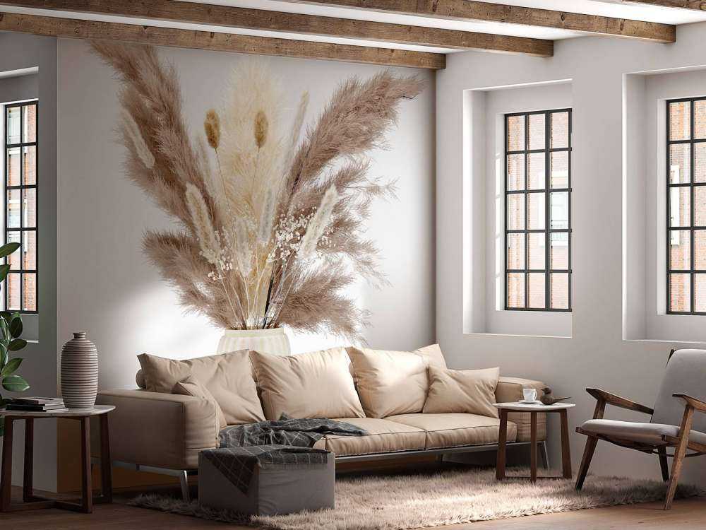 Vaas met beige planten