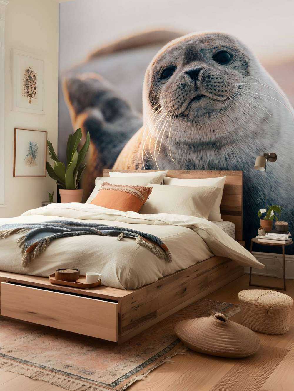 Zeehond op strand in avondlicht