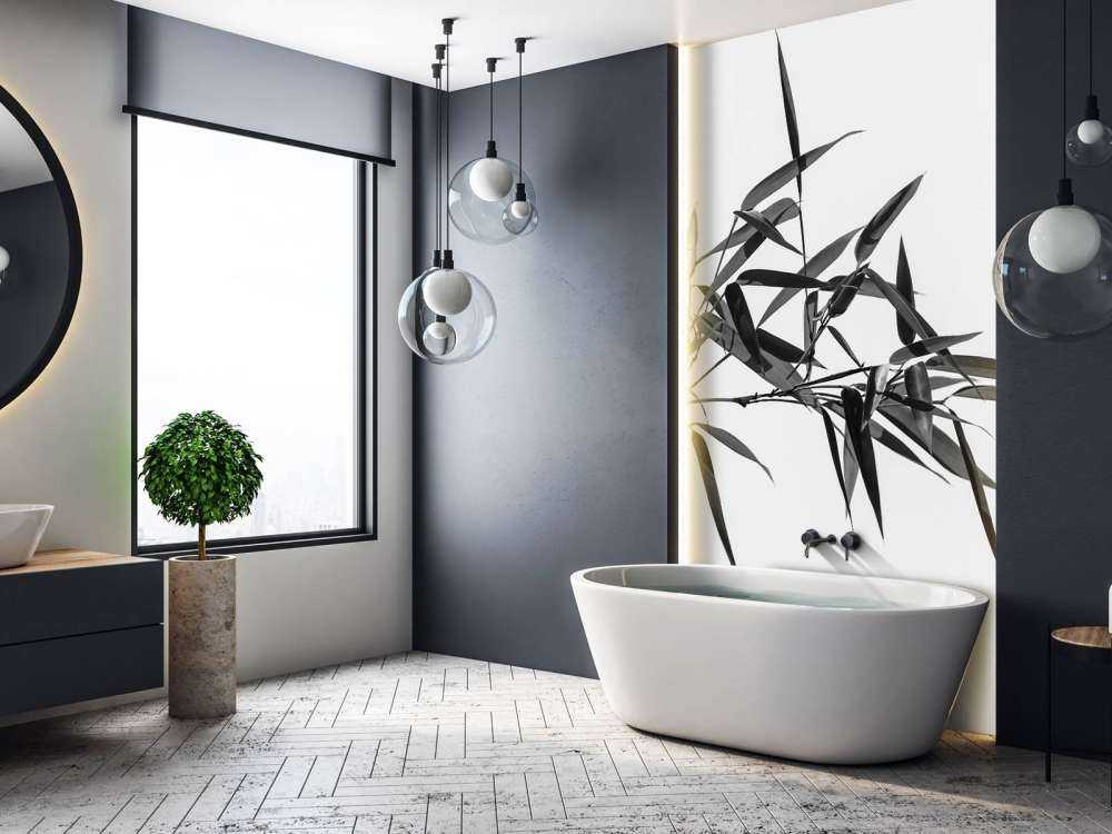 Bamboeblaadjes in zwart-wit