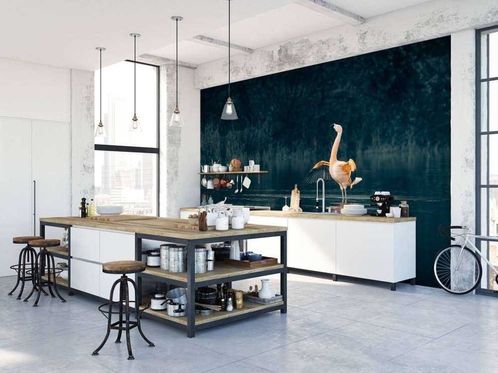 Flamingo in verlaten meer