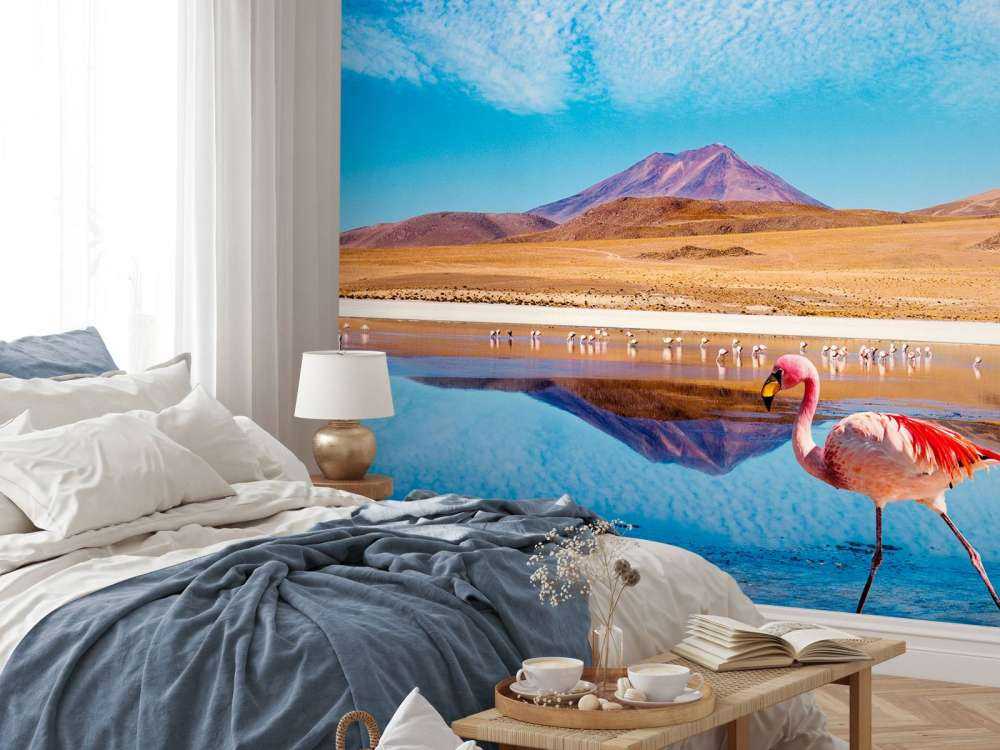 Flamingo's bij een meer