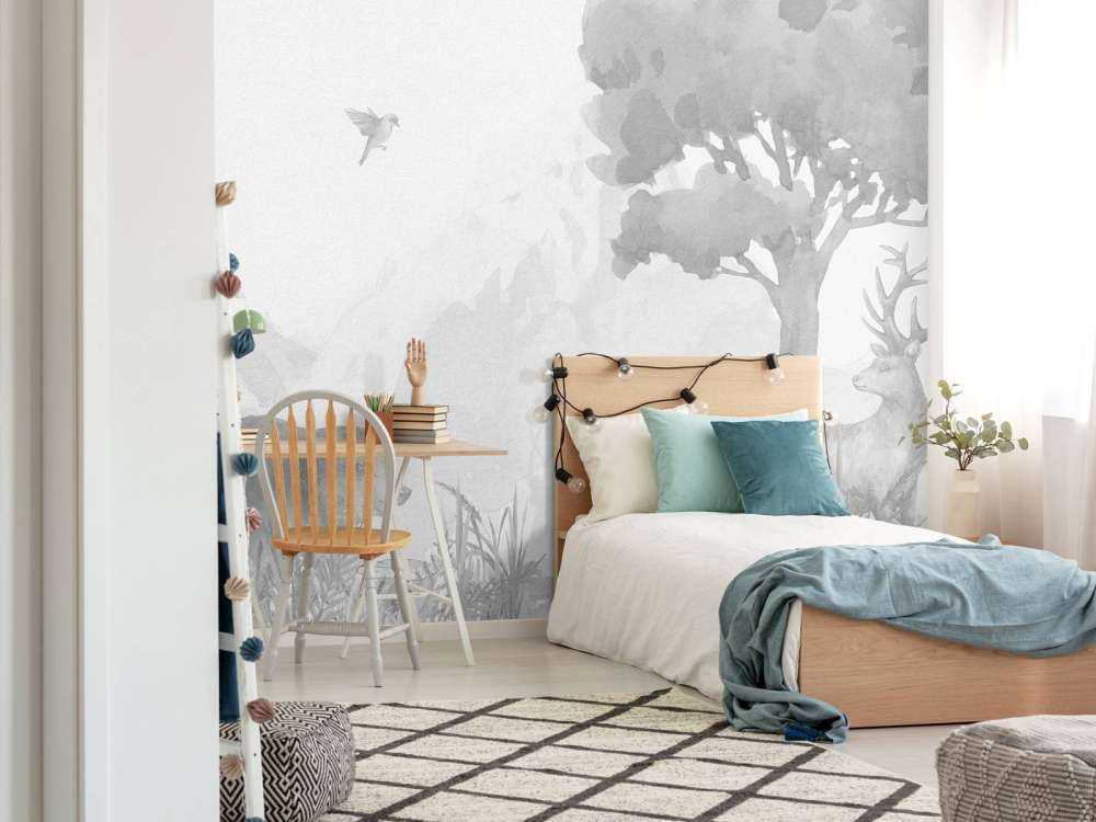 Bosdieren in zwart-wit