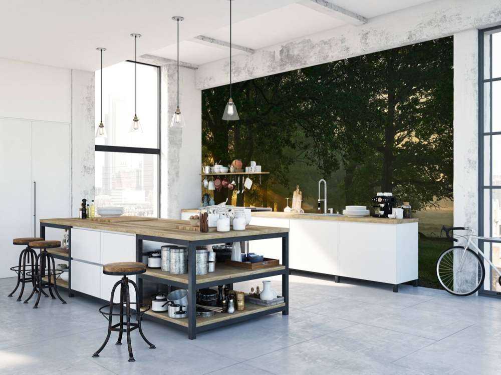 Oneindig pad met bomen