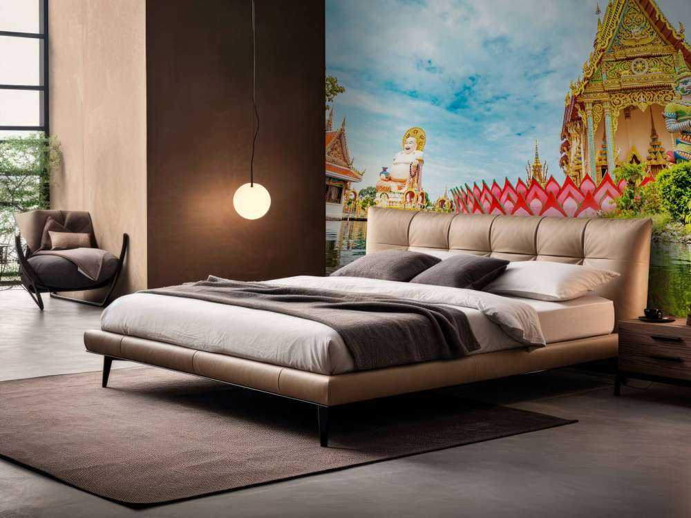 De Wat Plai Laem Boeddhistische tempel met standbeelden