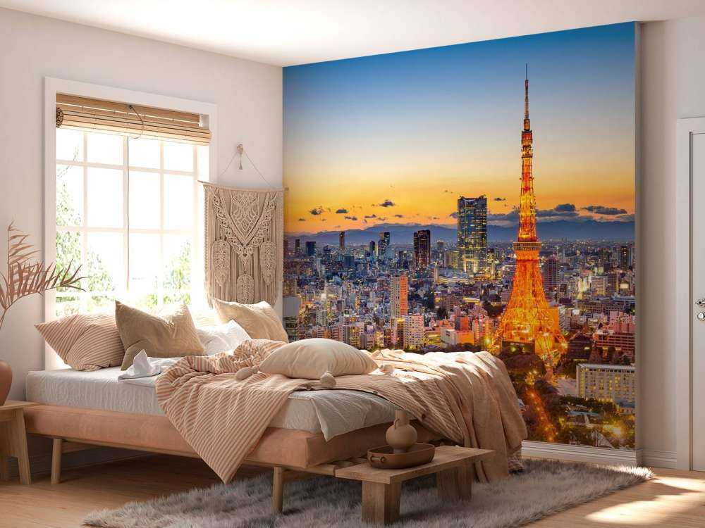 De skyline van Tokyo met de Tokyo Tower