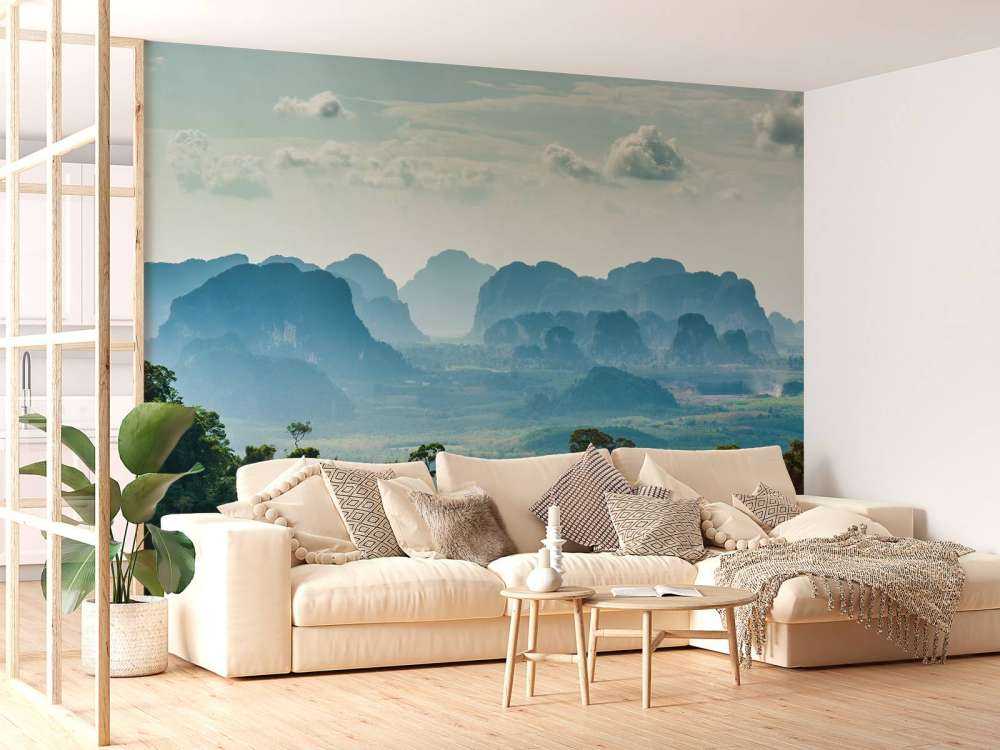 Mistig landschap in Thailand