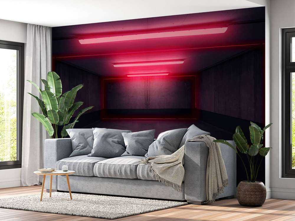 Neon verlichte parkeergarage