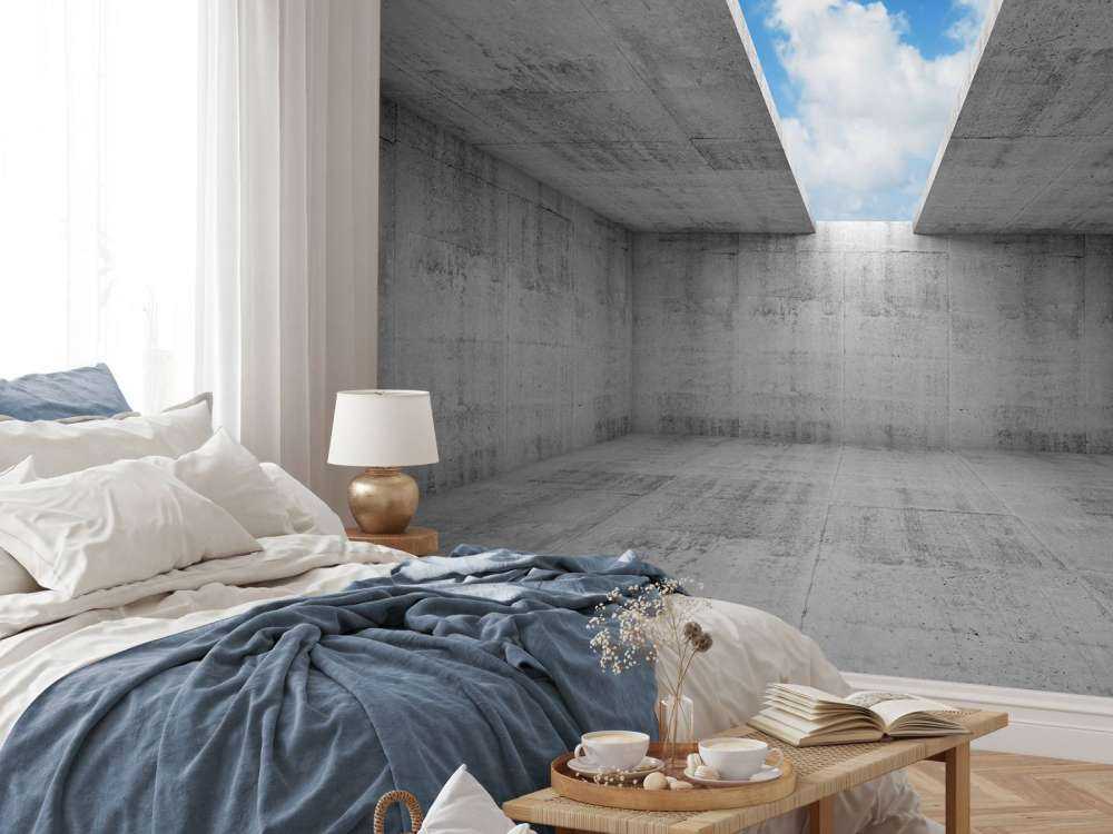 Betonnen ruimte met open dak