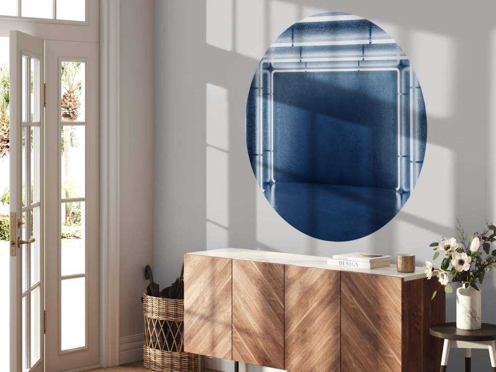 Betonnen neon verlichte garage