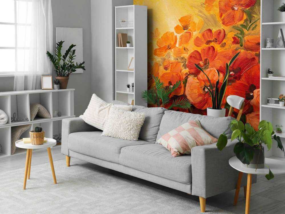 Olieverfschilderij van klaprozen