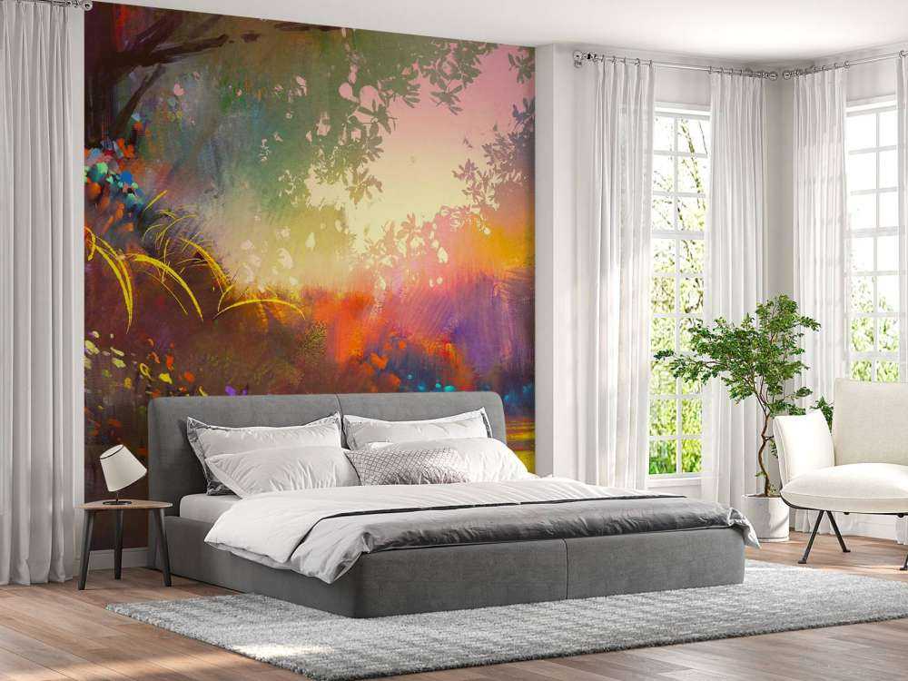 Wazig kleurrijk landschap schilderij