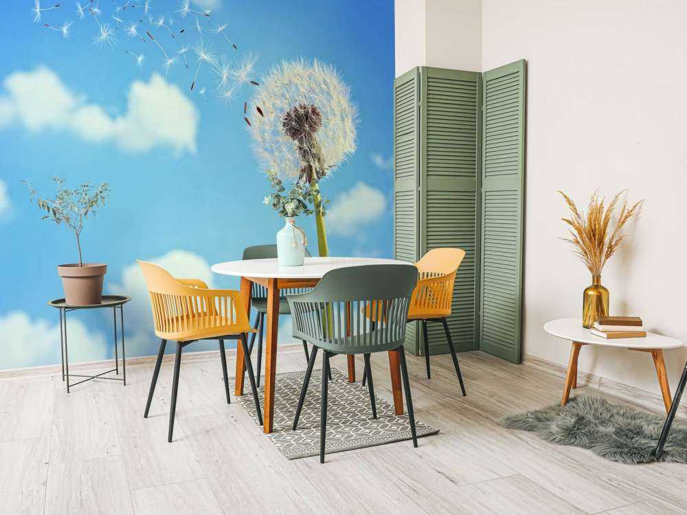 Vliegende paardenbloemzaadjes