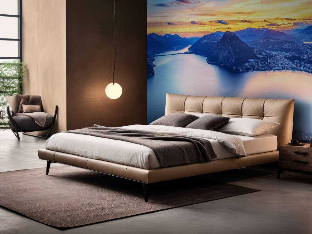 Bovenaanzicht op een stad met bergen