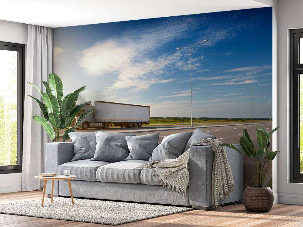 Witte vrachtwagen op een zonnige dag