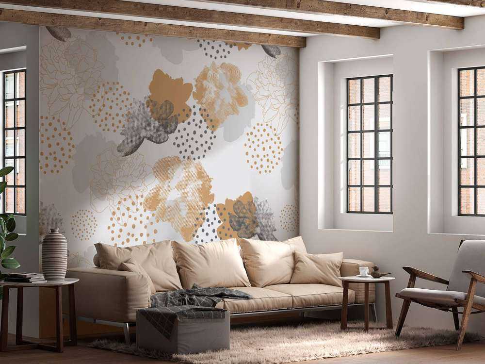 Grijs bloemen patroon