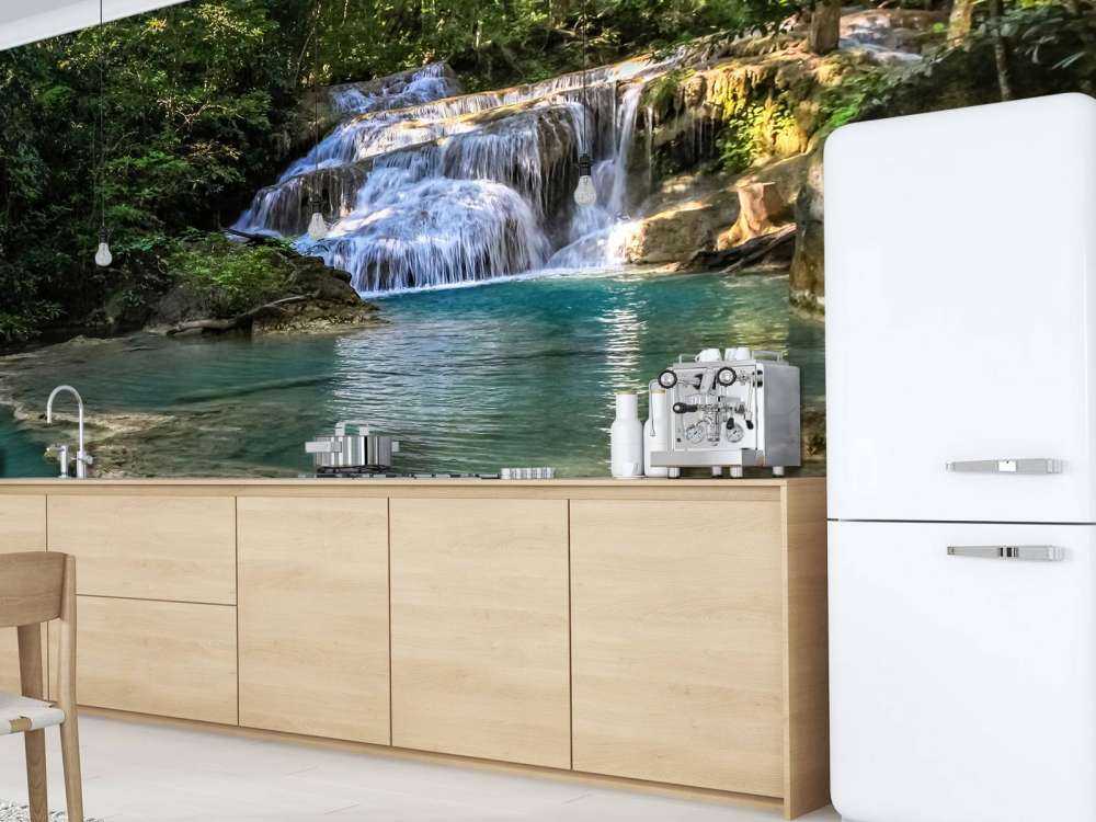 Vissen bij een waterval