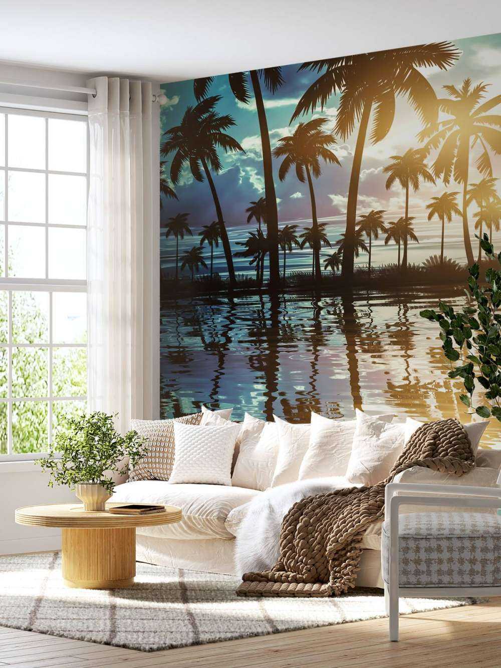 Nachtlandschap met palmbomen