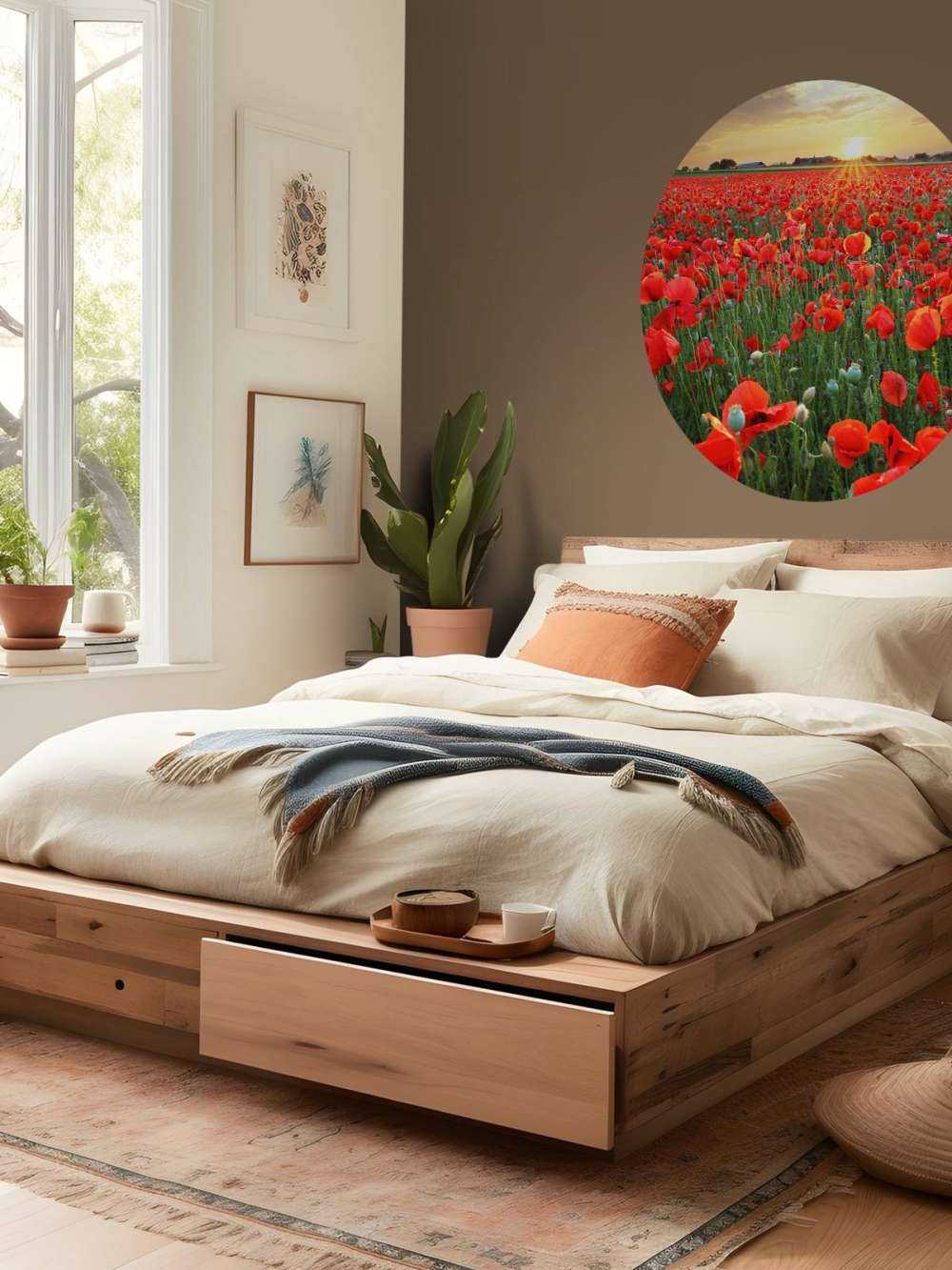 Klaprozen bij ondergaande zon