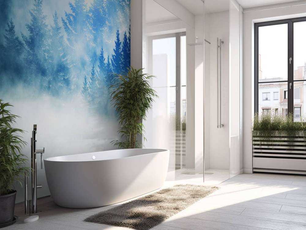 Donker bos met sneeuw