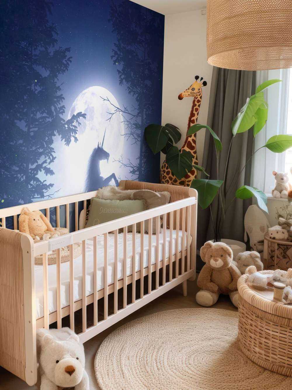 Unicorn bij volle maan