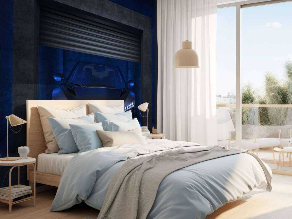 Sportauto in een garagebox