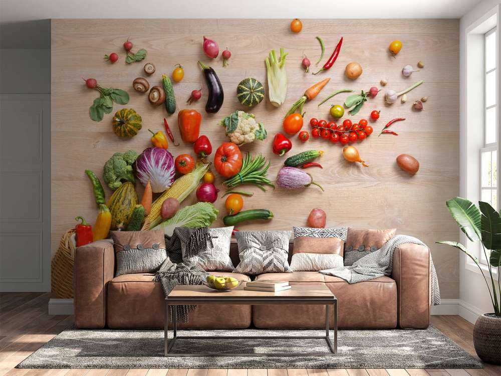 Mand met groenten en fruit