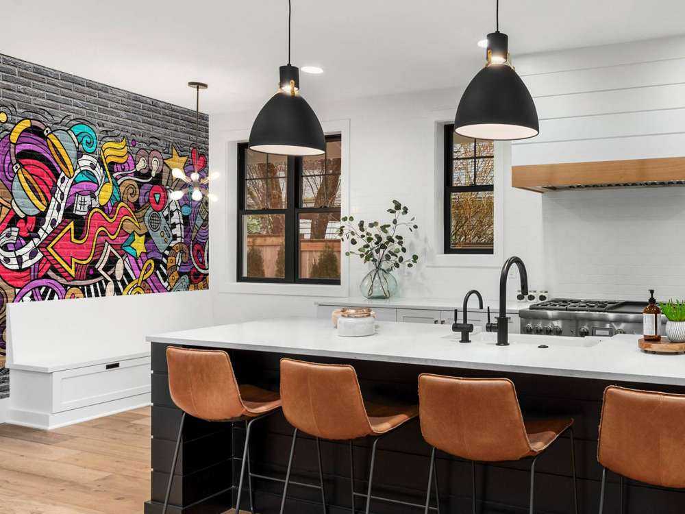 Muziek graffiti op baksteen