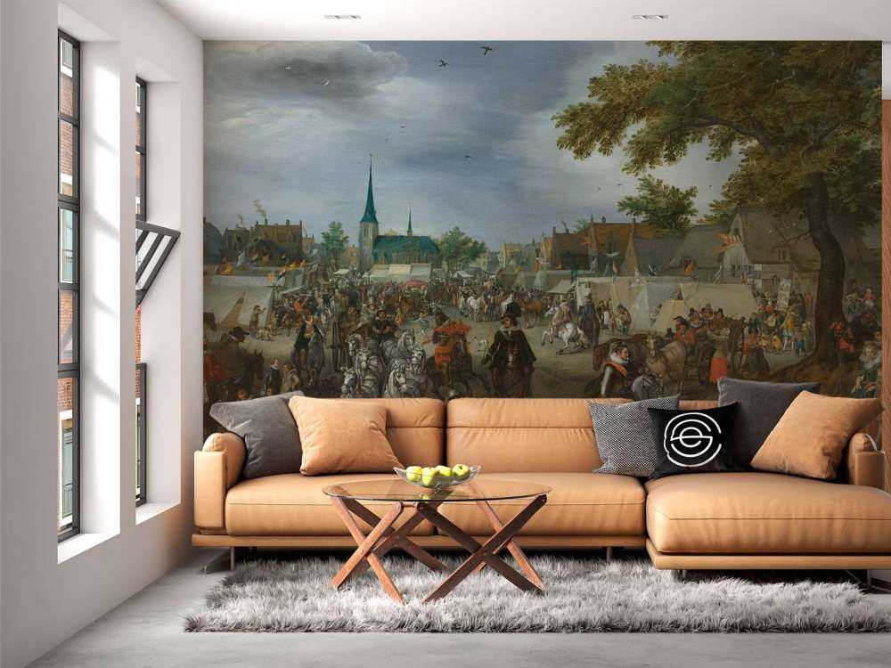 Prins Maurits en Frederik Hendrik op de paardenmarkt van Valkenburg