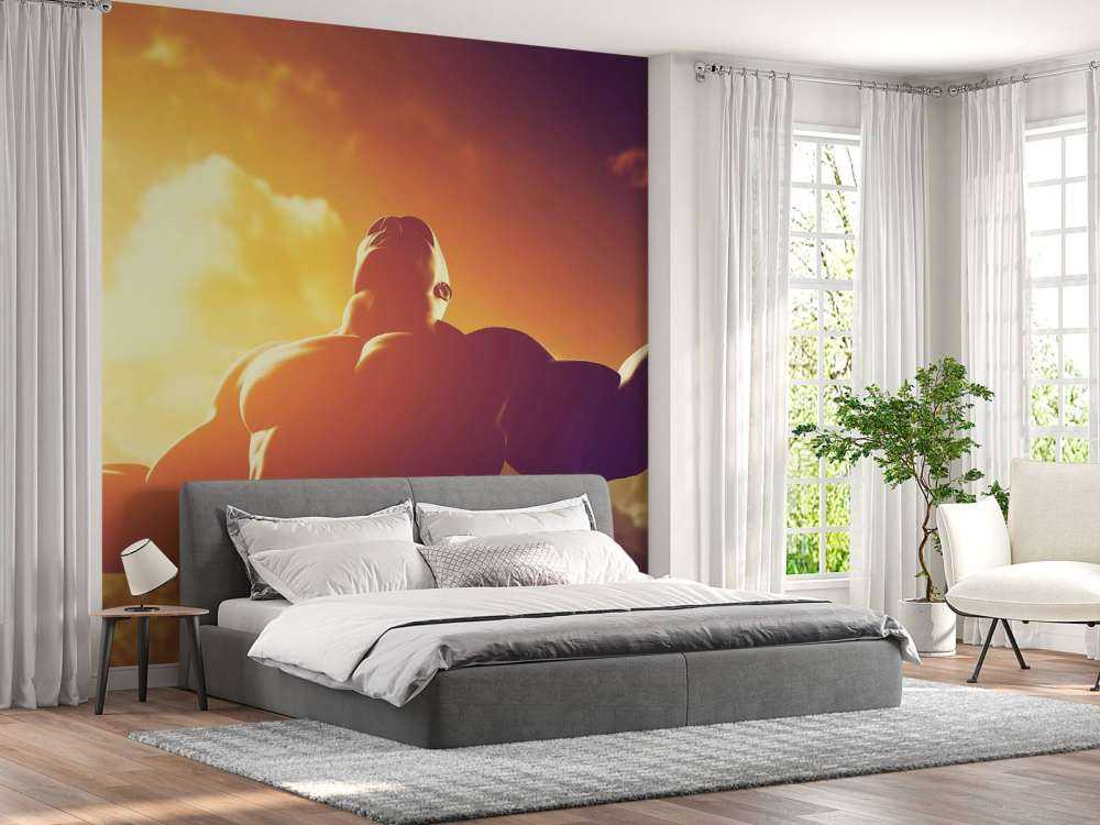 Gespierde man bij zonsondergang