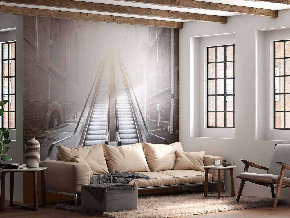 Moderne roltrap in een steegje