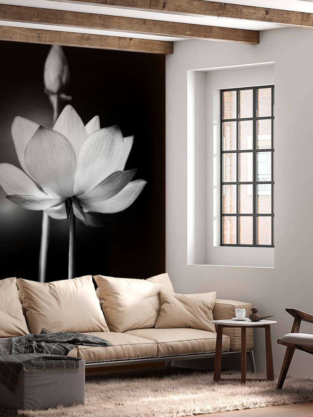 Lotusbloemen zwart-wit