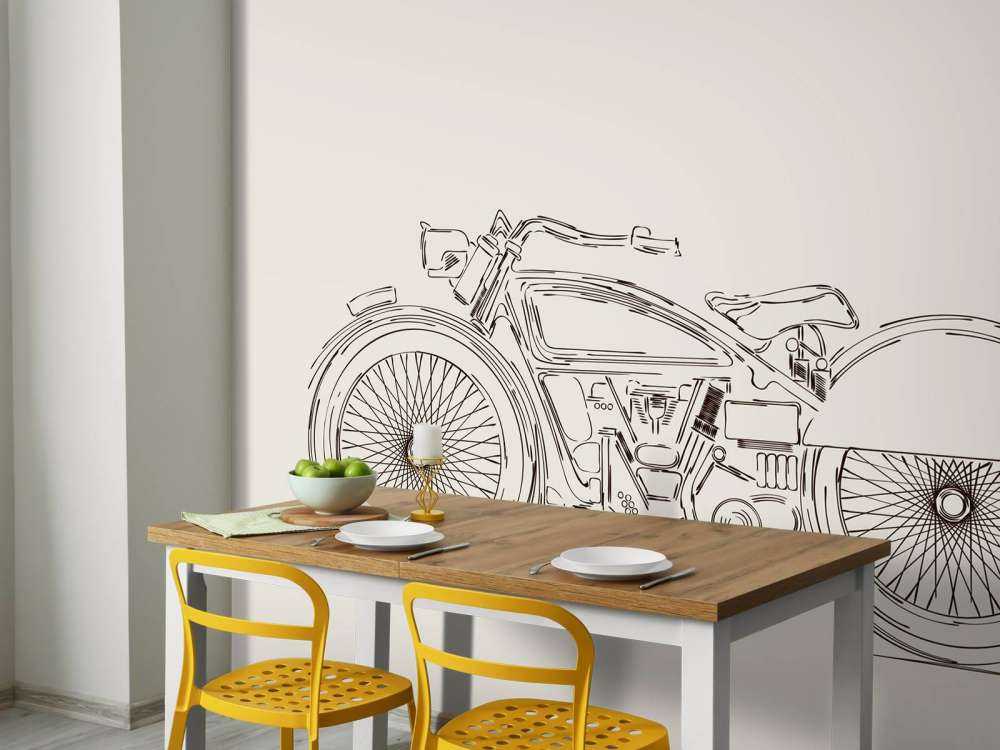 Getekende vintage motor