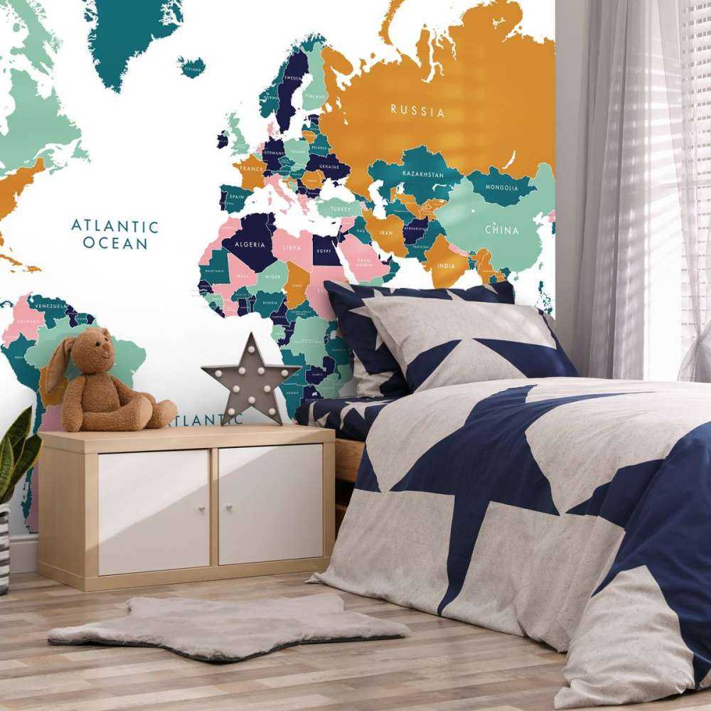 Wereldkaart met oceaan dieren