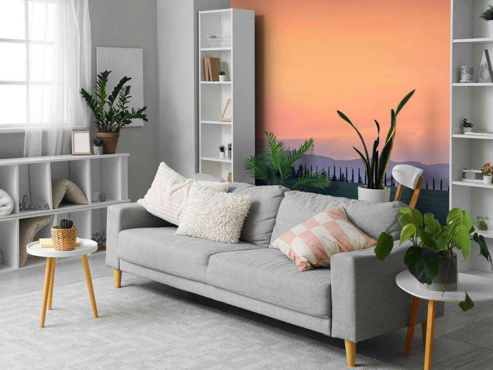 Italiaans landschap met oranje lucht