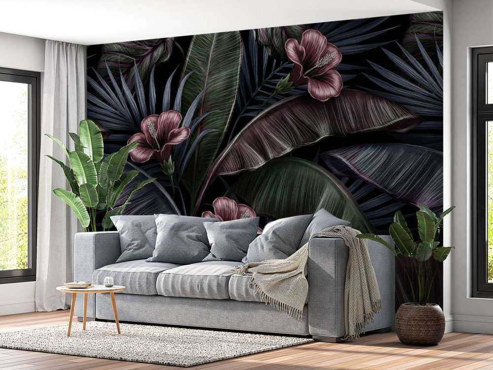 Tropische hibiscus en bladeren