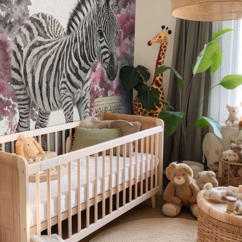 Jonge zebra in de natuur roze