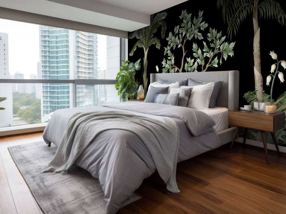 Bomen met een donkere achtergrond