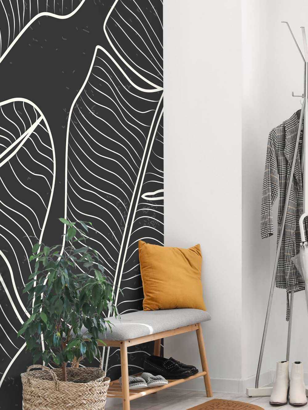 Illustratie van bladeren in zwart-wit