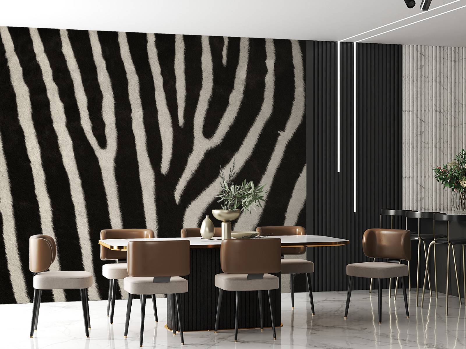 Zebra Foto Behang | Op Zwarte Achtergrond Ontwerp — WonderMural, image size:1600x1200