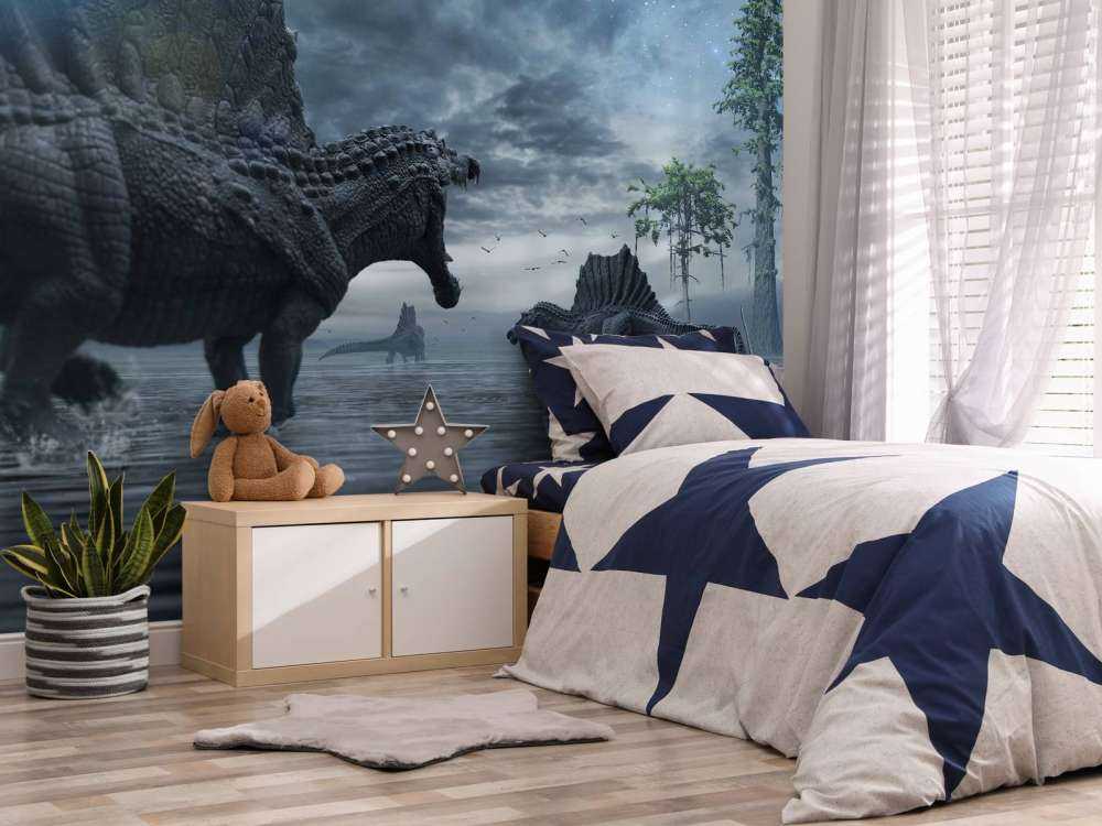 Spinosaurus groep in een jachtgebied