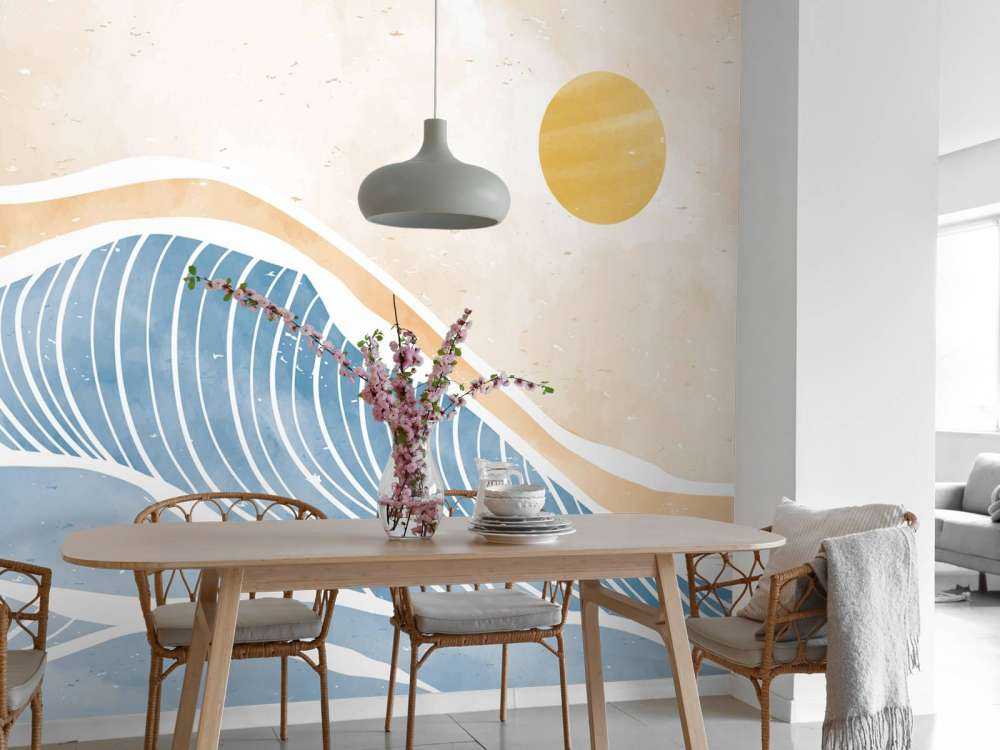 Blauwe golven voor de zon