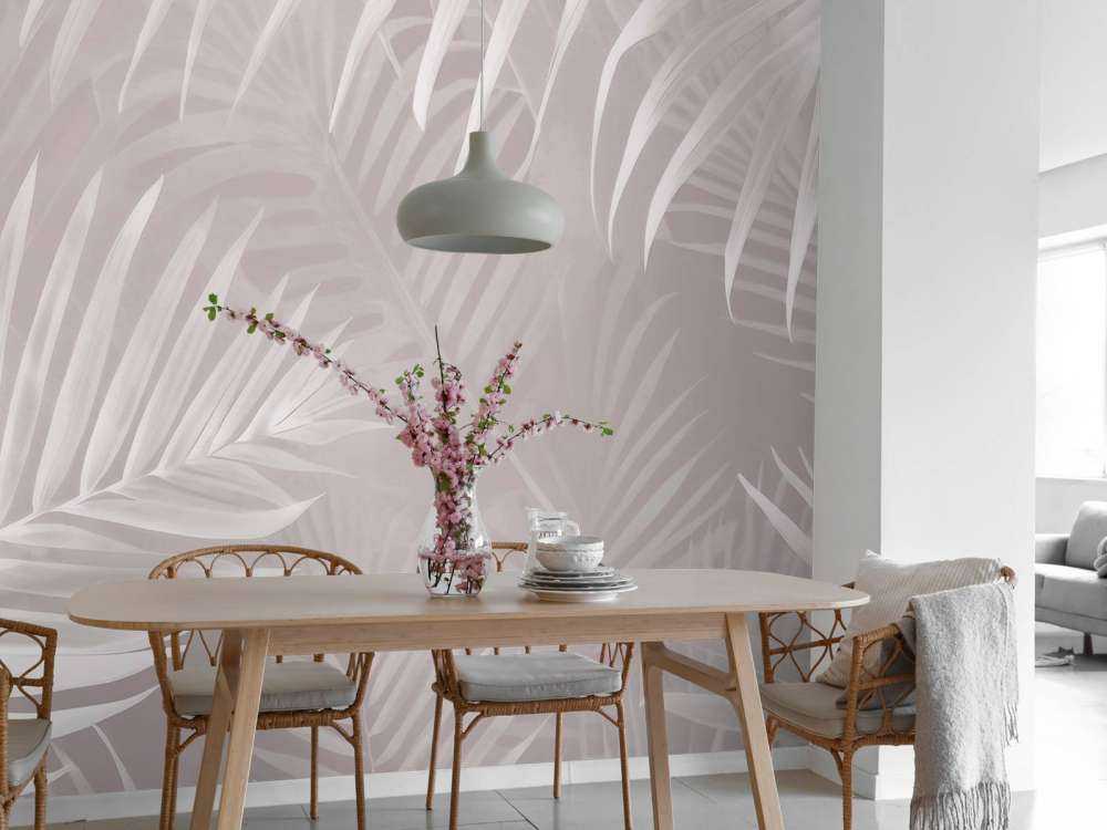 Foggy palm leaves Pink