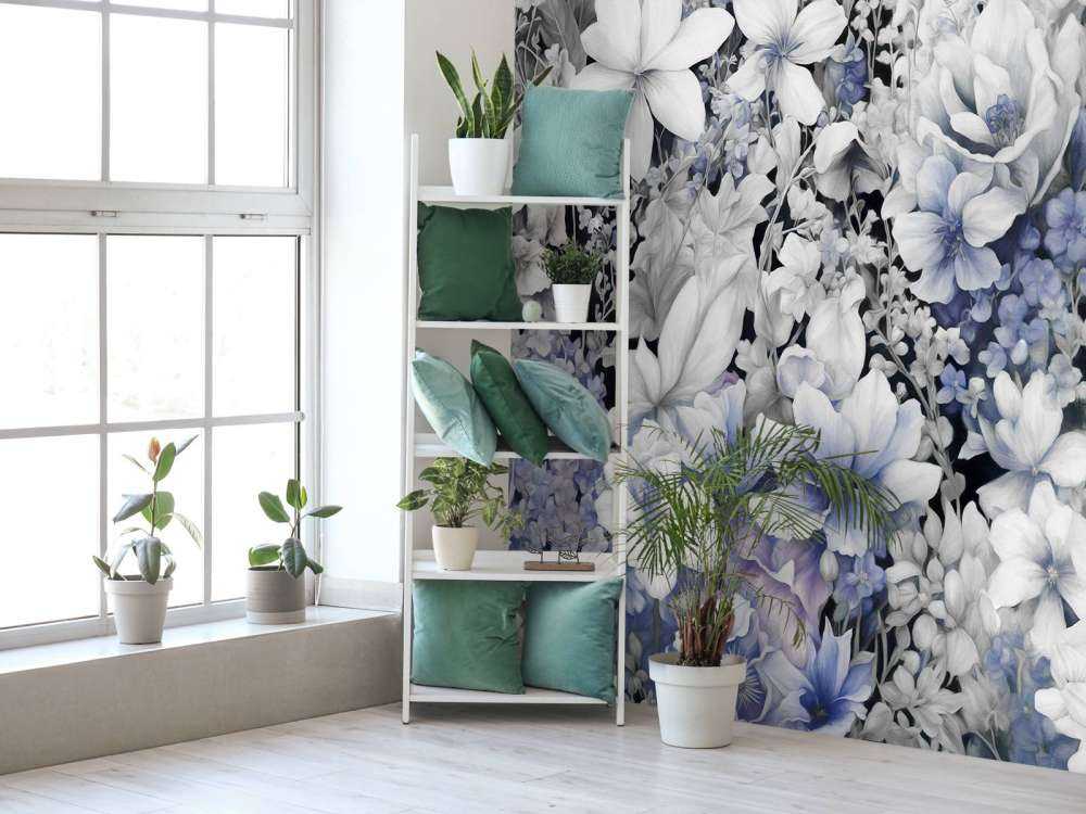 Flower festivalSEAMLESS Dark Blue