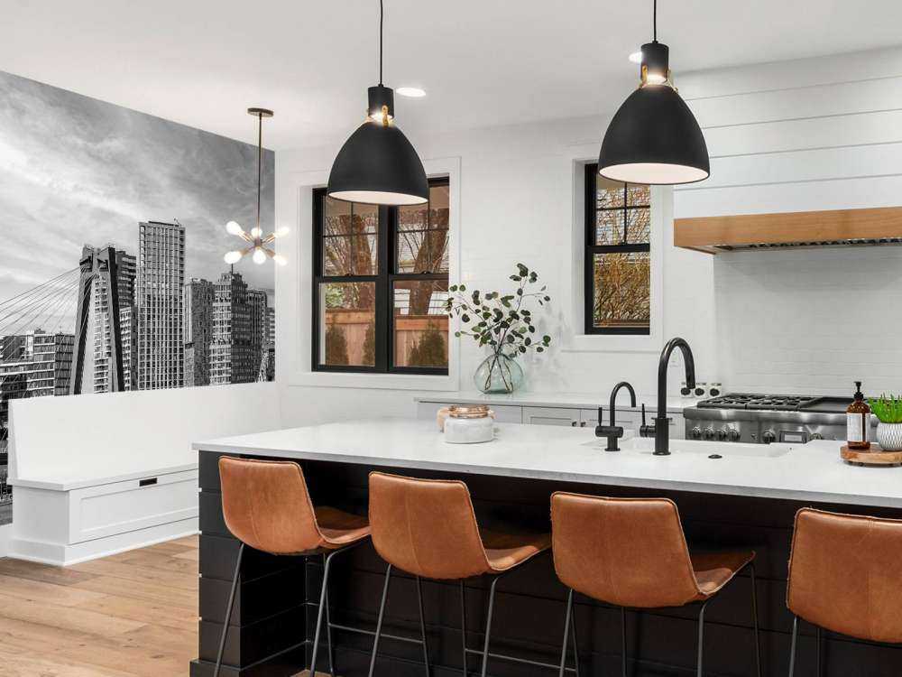 Zwart-Wit Skyline met Willemsbrug