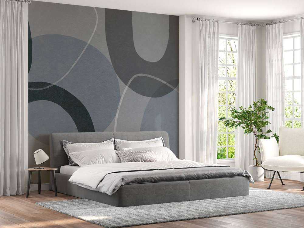 Mid Century Shapes And Outline Grey Teal