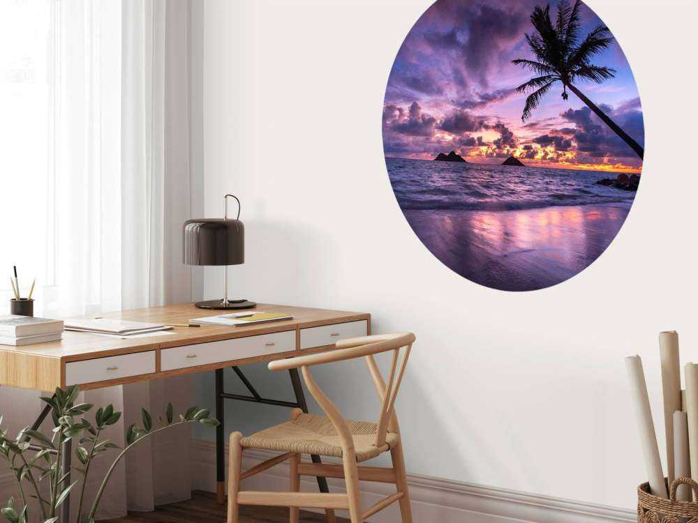 Tropische Kust Bij Paarse Zonsondergang