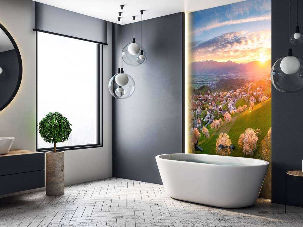 Heuveldorp in lentegloed