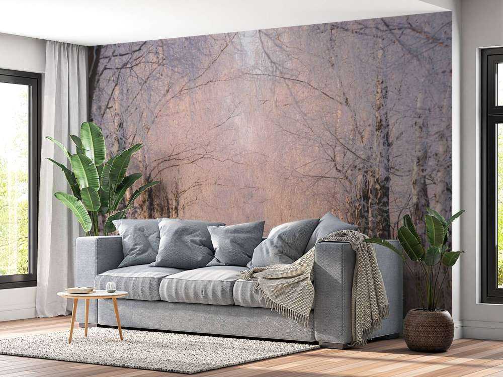 Bomenrij in de Wintermist